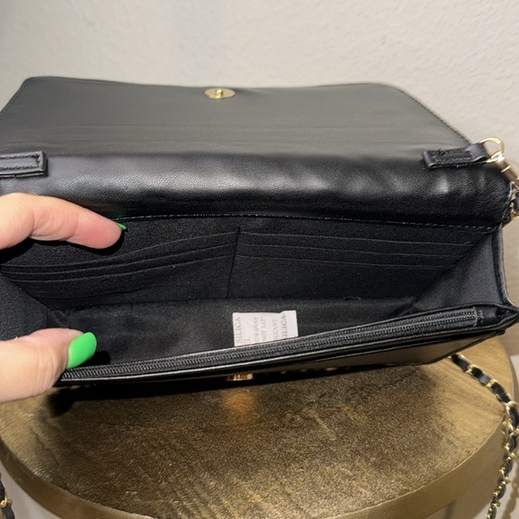 Badgley Mischka quilted black crossbody bag/gold chain, NWT - Picture 9 of 9